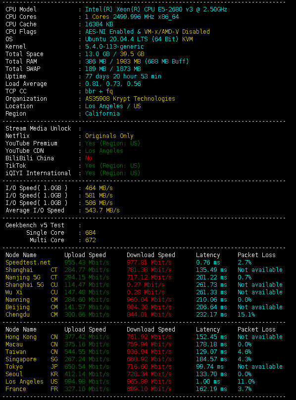 Linux 一键测试脚本，支持speedtest测速、延迟、丢包率、性能、流媒体解锁等测试-南星资源网